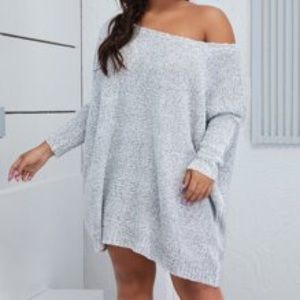 Asymmetrical Neck Batwing oversized sweater/dress